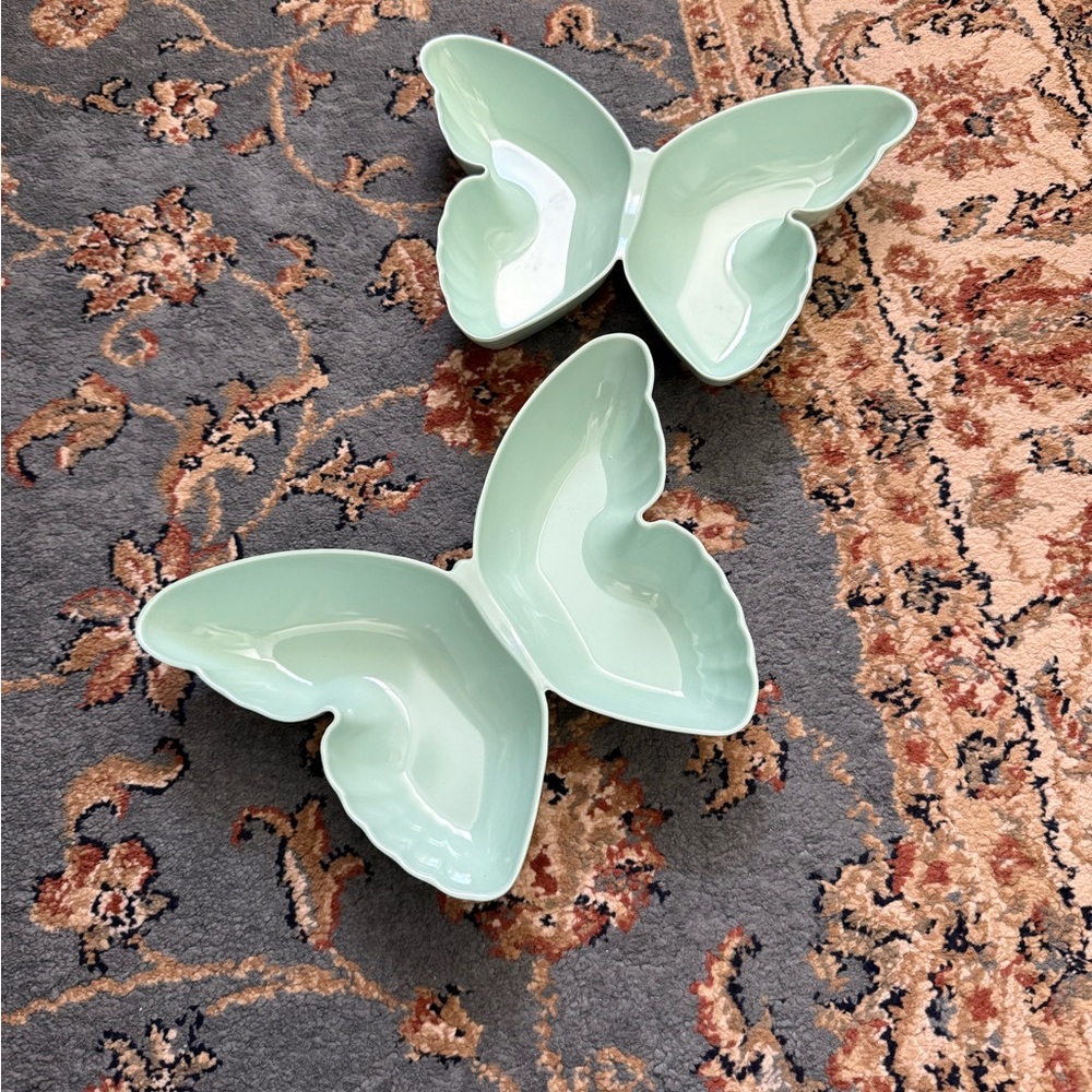 Butterfly Shaped Mint Green Ceramic Bowls